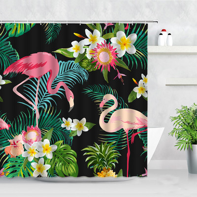 Tropu augu dušas aizkari putnu pērtiķis zebra leopards savvaļas dzīvnieki koki 3D druka ūdensizturīgs vannas ekrāns vannas istabas aizkaru komplekts