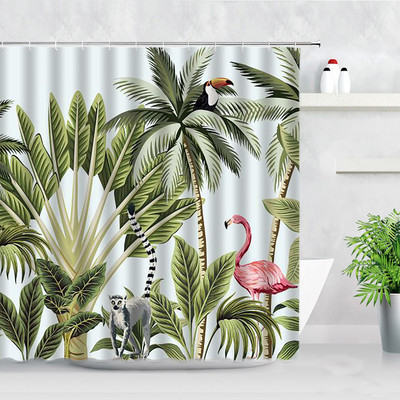 Tropu augu dušas aizkari putnu pērtiķis zebra leopards savvaļas dzīvnieki koki 3D druka ūdensizturīgs vannas ekrāns vannas istabas aizkaru komplekts