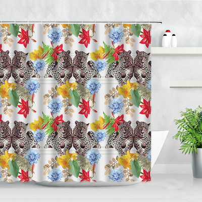 Tropu augu dušas aizkari putnu pērtiķis zebra leopards savvaļas dzīvnieki koki 3D druka ūdensizturīgs vannas ekrāns vannas istabas aizkaru komplekts