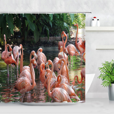 Tropu augu dušas aizkari putnu pērtiķis zebra leopards savvaļas dzīvnieki koki 3D druka ūdensizturīgs vannas ekrāns vannas istabas aizkaru komplekts