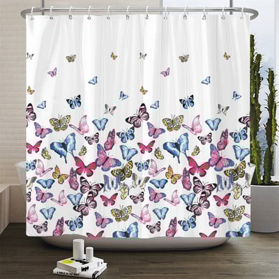 Prekrasna leptir cvijeće Zavjesa za tuširanje Kupaonski ekran Dekoracija Velike 240X180 Zavjese za tuširanje Vodootporna periva tkanina