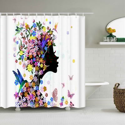 Prekrasna leptir cvijeće Zavjesa za tuširanje Kupaonski ekran Dekoracija Velike 240X180 Zavjese za tuširanje Vodootporna periva tkanina