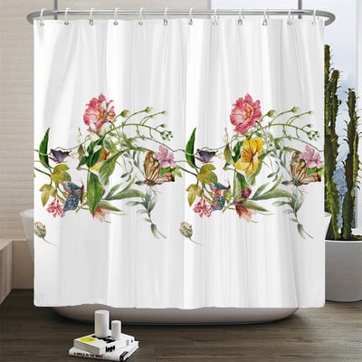 Prekrasna leptir cvijeće Zavjesa za tuširanje Kupaonski ekran Dekoracija Velike 240X180 Zavjese za tuširanje Vodootporna periva tkanina