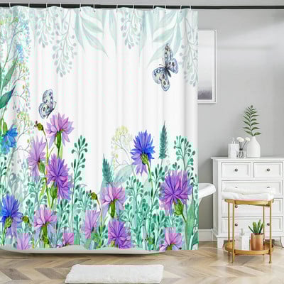 Prekrasna leptir cvijeće Zavjesa za tuširanje Kupaonski ekran Dekoracija Velike 240X180 Zavjese za tuširanje Vodootporna periva tkanina