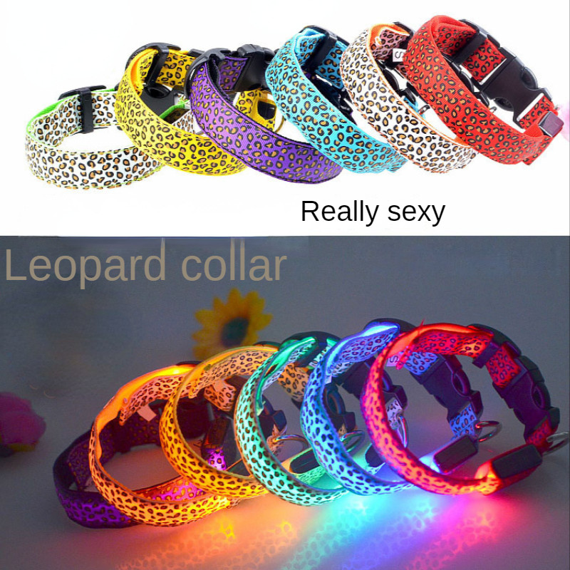 Ogrlice za kućne ljubimce Višebojne LED svjetleće u mraku ogrlice za pse Podesivi Leopard Glow ogrlice za kućne ljubimce Ogrlice za noćnu šetnju