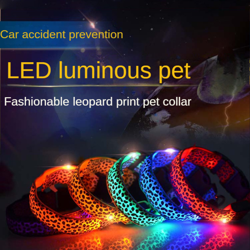 Ogrlice za kućne ljubimce Višebojne LED svjetleće u mraku ogrlice za pse Podesivi Leopard Glow ogrlice za kućne ljubimce Ogrlice za noćnu šetnju