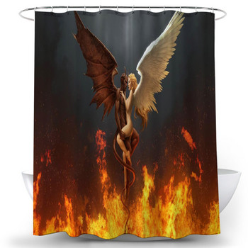 Комплект завеси за душ с ангелско крило Полиестерна тъкан Машинно пране Фонови стенни завеси за баня Начало Декор Завеса за баня