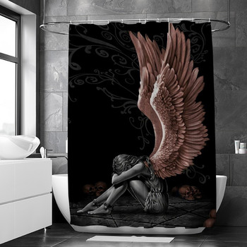 Angel Wing Σετ κουρτινών μπάνιου από πολυεστερικό ύφασμα που πλένεται στο πλυντήριο Κουρτίνες τοίχου φόντου για διακόσμηση σπιτιού μπάνιου Κουρτίνα μπάνιου