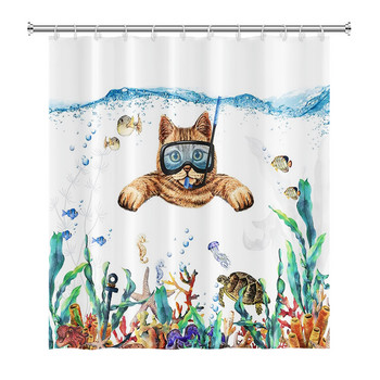 Αστείες κουρτίνες μπάνιου Κουρτίνα μπάνιου με γάντζους Διακόσμηση αδιάβροχο σκύλος γάτας 3d Bath Creative Personality Κουρτίνα μπάνιου