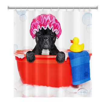 Смешни завеси за душ Завеса за баня с куки Декор Водоустойчива котка Куче 3d Баня Творческа личност Завеса за душ