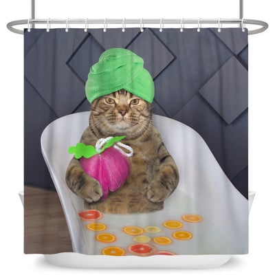 Smiješne zavjese za tuš Kupaonska zavjesa s kukama Dekor vodootporna mačka pas 3d zavjesa za tuširanje kreativne osobnosti