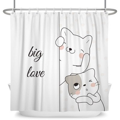 Smiješne zavjese za tuš Kupaonska zavjesa s kukama Dekor vodootporna mačka pas 3d zavjesa za tuširanje kreativne osobnosti