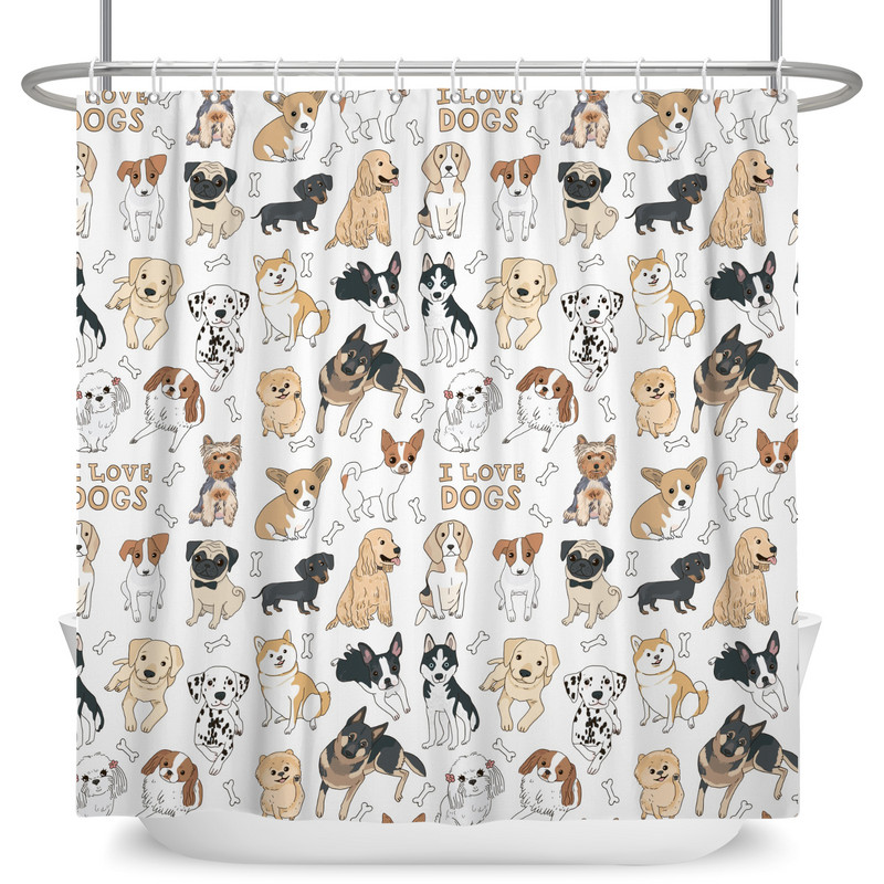 Smiješne zavjese za tuš Kupaonska zavjesa s kukama Dekor vodootporna mačka pas 3d zavjesa za tuširanje kreativne osobnosti