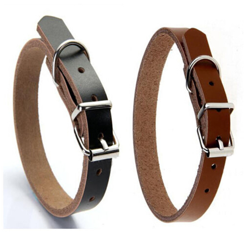 Nova kožna ogrlica za pse XS-L Povodac za kućne ljubimce Podesiva Krava Udoban pas za kućne ljubimce Mačka Ogrlica za štene Kopča oko vrata crna/smeđa