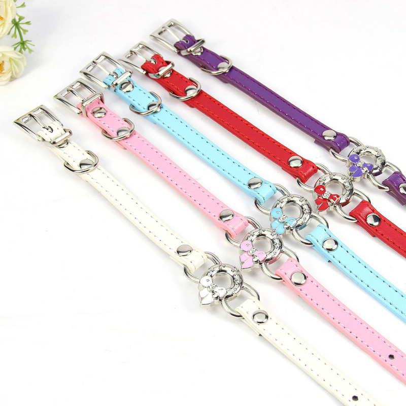 Personalizirana kožna ogrlica za male pse Slatka mašna s uzorkom Dekoracija Štene Remen Mačka Ogrlica Ogrlice za mačiće Dodaci za psa XXS/XS