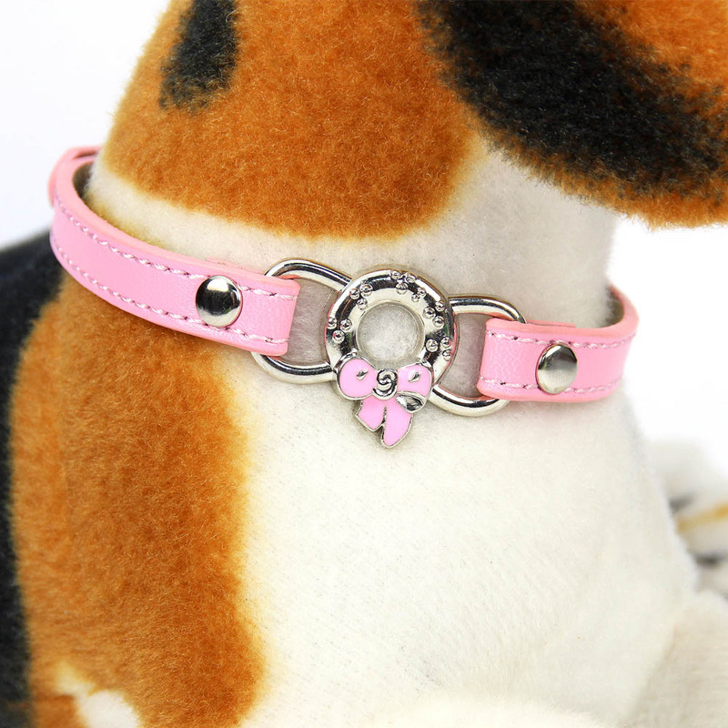 Personalizirana kožna ogrlica za male pse Slatka mašna s uzorkom Dekoracija Štene Remen Mačka Ogrlica Ogrlice za mačiće Dodaci za psa XXS/XS