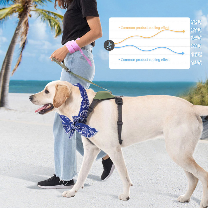 Vasaras mājdzīvnieku dzesēšanas ledus šalle Foršs ledus dvielis Karstuma dūriens Suņi Kaķi Ledus Šalle Apkakles Dzesēšanas Regulējama Kaķa kakla siksna ar priekšautiņu suņiem piederumi