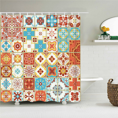 Boemske 3d kupaonske zavjese Indijske boho zavjese za tuširanje Vodootporna tkanina s 12 kukica Kućni dekor Perivi paravan za kadu