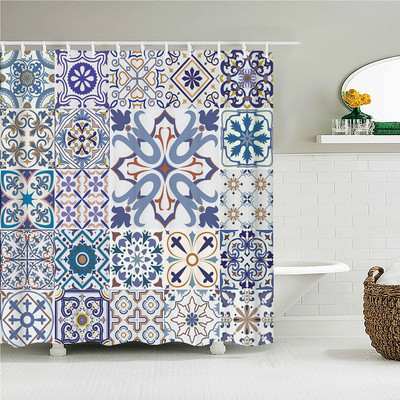 Boemske 3d kupaonske zavjese Indijske boho zavjese za tuširanje Vodootporna tkanina s 12 kukica Kućni dekor Perivi paravan za kadu