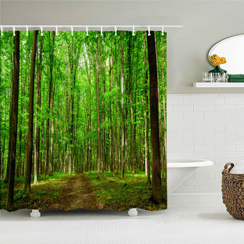 Nature Landscape Forest 3D εκτυπωμένη κουρτίνα μπάνιου Αδιάβροχο ύφασμα Κουρτίνες μπάνιου Πολυεστερικά δέντρα Οθόνη μπανιέρας Διακόσμηση σπιτιού