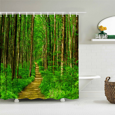 Priroda Pejzaž Šuma 3D tiskana zavjesa za tuširanje Vodootporna tkanina Kupaonske zavjese Poliestersko drveće Zaslon za kadu Kućni dekor