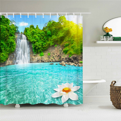Priroda Pejzaž Šuma 3D tiskana zavjesa za tuširanje Vodootporna tkanina Kupaonske zavjese Poliestersko drveće Zaslon za kadu Kućni dekor