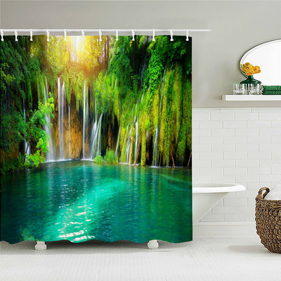Priroda Pejzaž Šuma 3D tiskana zavjesa za tuširanje Vodootporna tkanina Kupaonske zavjese Poliestersko drveće Zaslon za kadu Kućni dekor
