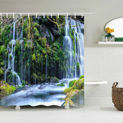 Priroda Pejzaž Šuma 3D tiskana zavjesa za tuširanje Vodootporna tkanina Kupaonske zavjese Poliestersko drveće Zaslon za kadu Kućni dekor