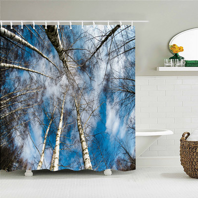Priroda Pejzaž Šuma 3D tiskana zavjesa za tuširanje Vodootporna tkanina Kupaonske zavjese Poliestersko drveće Zaslon za kadu Kućni dekor