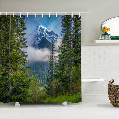 Priroda Pejzaž Šuma 3D tiskana zavjesa za tuširanje Vodootporna tkanina Kupaonske zavjese Poliestersko drveće Zaslon za kadu Kućni dekor