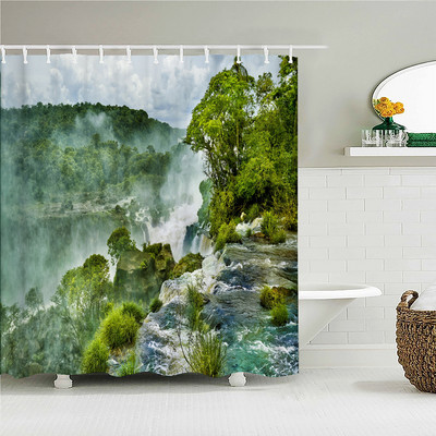 Priroda Pejzaž Šuma 3D tiskana zavjesa za tuširanje Vodootporna tkanina Kupaonske zavjese Poliestersko drveće Zaslon za kadu Kućni dekor