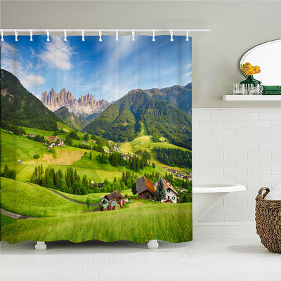 Priroda Pejzaž Šuma 3D tiskana zavjesa za tuširanje Vodootporna tkanina Kupaonske zavjese Poliestersko drveće Zaslon za kadu Kućni dekor
