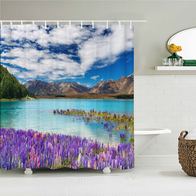 Priroda Pejzaž Šuma 3D tiskana zavjesa za tuširanje Vodootporna tkanina Kupaonske zavjese Poliestersko drveće Zaslon za kadu Kućni dekor