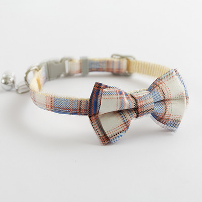 Ogrlica za kućne ljubimce Mačka i pas Podesiva karirana zvonasta prugasta mašna u britanskom stilu Odvojiva leptir mašna Najlonska ogrlica Oprema za kućne ljubimce