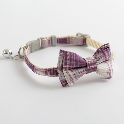 Ogrlica za kućne ljubimce Mačka i pas Podesiva karirana zvonasta prugasta mašna u britanskom stilu Odvojiva leptir mašna Najlonska ogrlica Oprema za kućne ljubimce