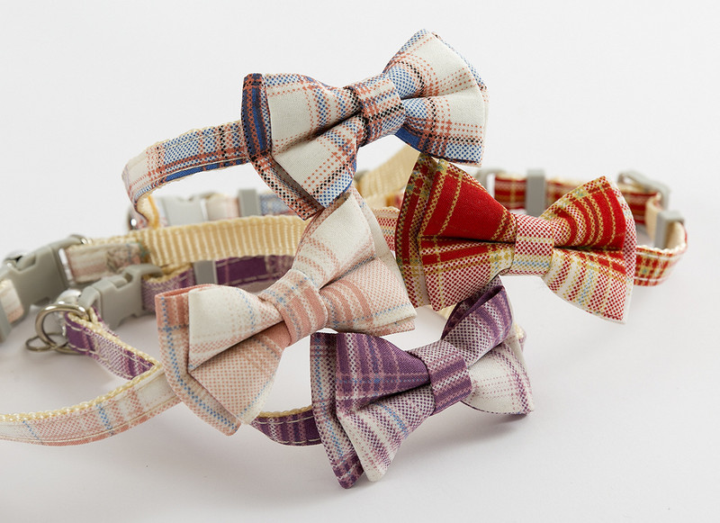 Ogrlica za kućne ljubimce Mačka i pas Podesiva karirana zvonasta prugasta mašna u britanskom stilu Odvojiva leptir mašna Najlonska ogrlica Oprema za kućne ljubimce