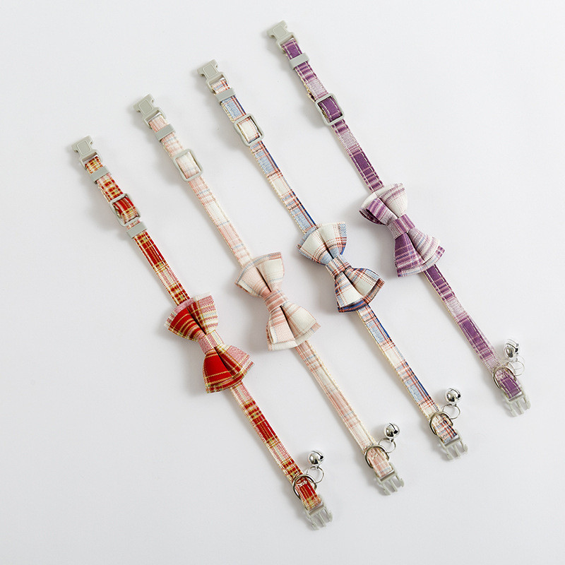 Ogrlica za kućne ljubimce Mačka i pas Podesiva karirana zvonasta prugasta mašna u britanskom stilu Odvojiva leptir mašna Najlonska ogrlica Oprema za kućne ljubimce