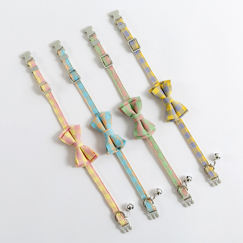 Ogrlica za kućne ljubimce Mačka i pas Podesiva karirana zvonasta prugasta mašna u britanskom stilu Odvojiva leptir mašna Najlonska ogrlica Oprema za kućne ljubimce