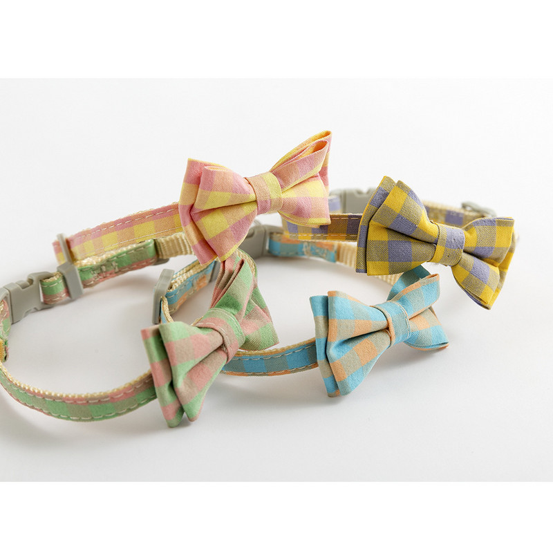 Ogrlica za kućne ljubimce Mačka i pas Podesiva karirana zvonasta prugasta mašna u britanskom stilu Odvojiva leptir mašna Najlonska ogrlica Oprema za kućne ljubimce