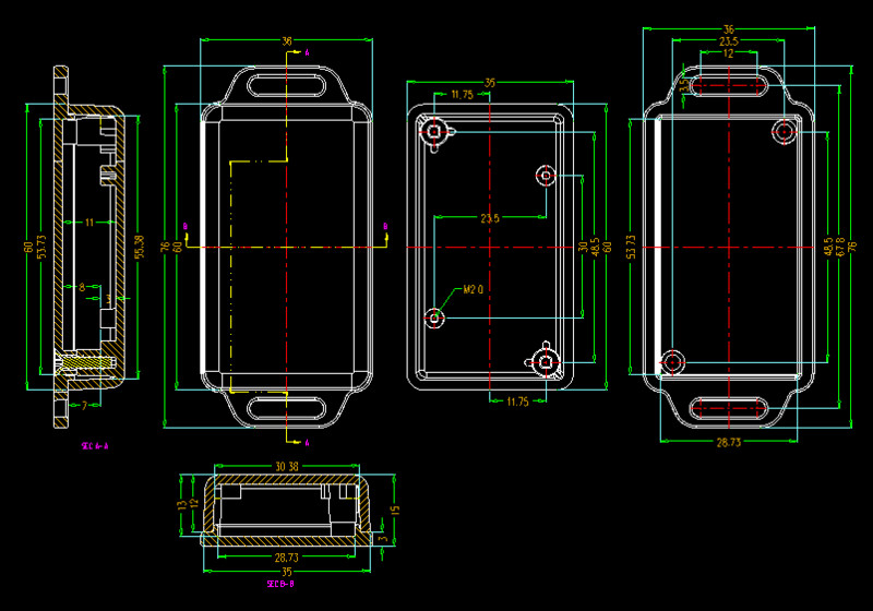 Zidna plastična razvodna kutija DIY PCB dizajn Kućište Elektroničko kućište Crne plastične kutije Kutija za male projekte 61*36*15 mm