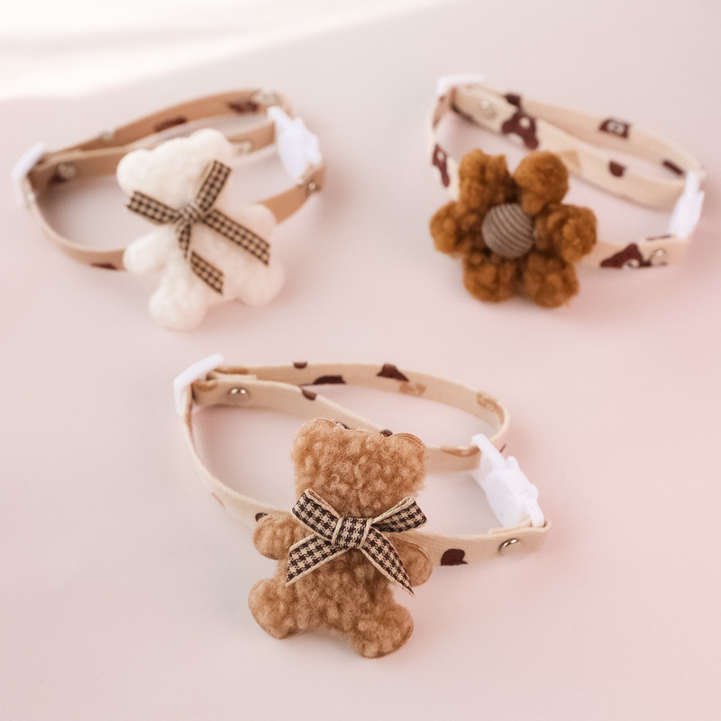 Originalni dizajn Pamučna mačka ogrlica za pse Medvjed/cvjetna leptir mašna Visokokvalitetna podesiva ogrlica za mače ljubimca Slatko štene Foto ogrlica