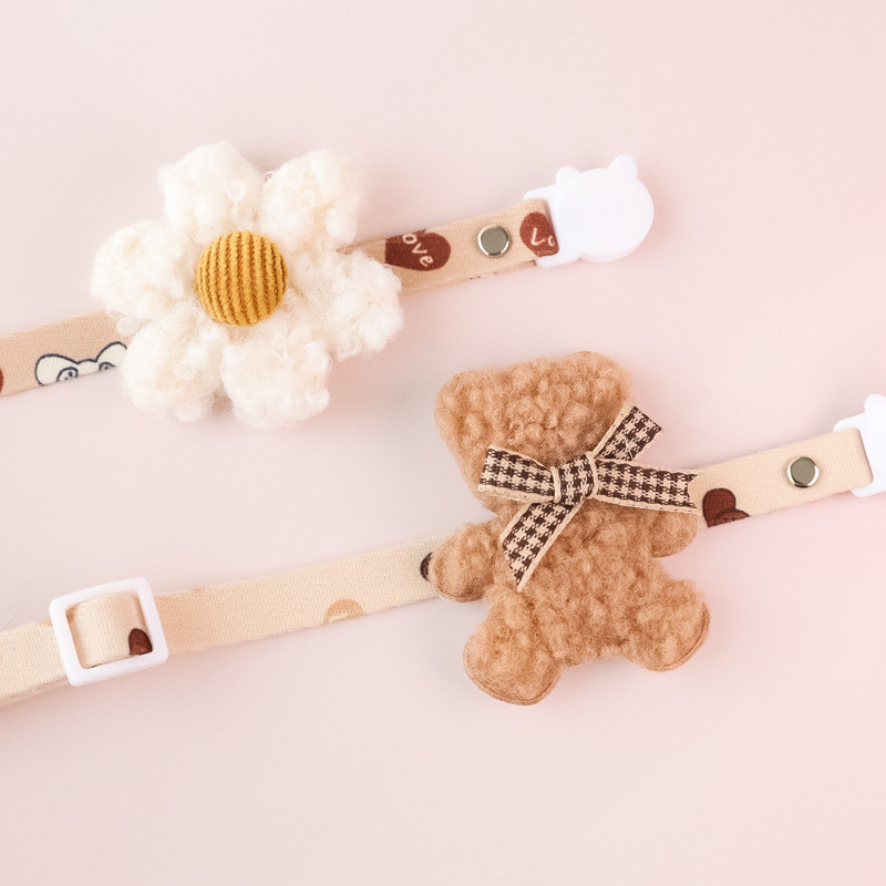 Originalni dizajn Pamučna mačka ogrlica za pse Medvjed/cvjetna leptir mašna Visokokvalitetna podesiva ogrlica za mače ljubimca Slatko štene Foto ogrlica