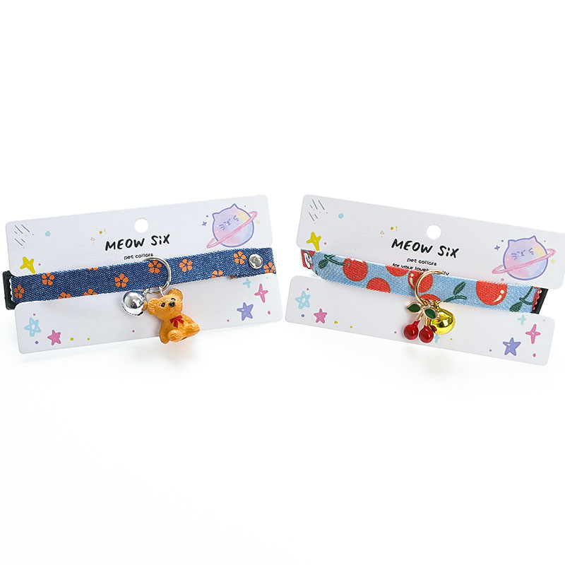 Jauna oriģināla mājdzīvnieku kaklasiksna mākonis lācis ķiršu rotaslietas kaķu suņu kaklarota Regulējama kaķa kucēna modes kaklasiksna maziem vidējiem dzīvniekiem