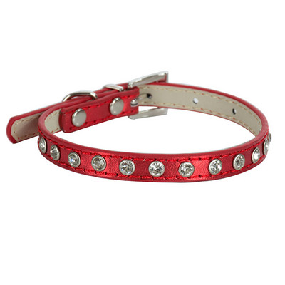 Modna Pu kožna ogrlica za pse s dijamantima Potrepštine za male kućne ljubimce Ogrlica za štence Ružičasto ljubičasta Plavo zlatna Ogrlica za pse Chihuahua