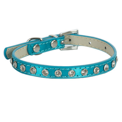 Modna Pu kožna ogrlica za pse s dijamantima Potrepštine za male kućne ljubimce Ogrlica za štence Ružičasto ljubičasta Plavo zlatna Ogrlica za pse Chihuahua