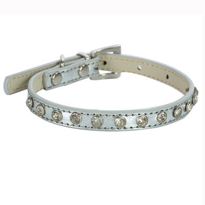 Modna Pu kožna ogrlica za pse s dijamantima Potrepštine za male kućne ljubimce Ogrlica za štence Ružičasto ljubičasta Plavo zlatna Ogrlica za pse Chihuahua