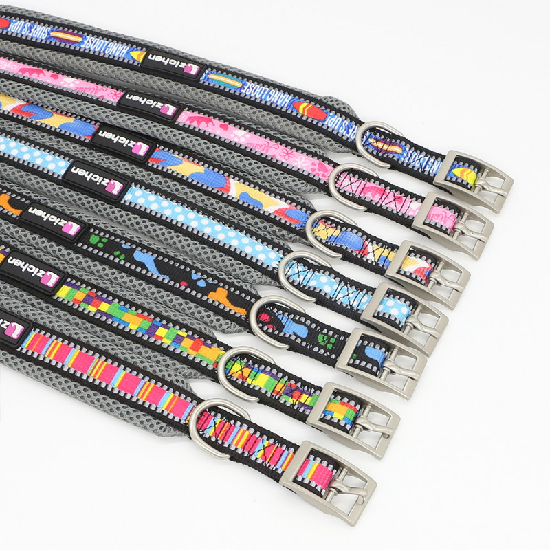 Suņu kakla siksna, atstarojoša, mīksta modes apdruka, regulējama mājdzīvnieku suņu kaklasiksna maziem vidēji lieliem suņu kaklasiksnas apmācības piederumi