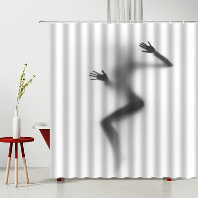 Modna djevojka Prugasta zavjesa za tuširanje Seksi crvene usne Ženska dekoracija kupaonice s visokom potpeticom Zaslon od vodootporne tkanine Zavjese