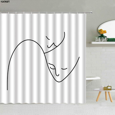 Modna djevojka Prugasta zavjesa za tuširanje Seksi crvene usne Ženska dekoracija kupaonice s visokom potpeticom Zaslon od vodootporne tkanine Zavjese