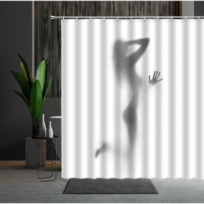 Modna djevojka Prugasta zavjesa za tuširanje Seksi crvene usne Ženska dekoracija kupaonice s visokom potpeticom Zaslon od vodootporne tkanine Zavjese